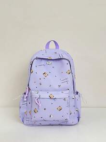 New Cartoon Korean Style Chic Casual Versatile Backpack - Purple - View 6