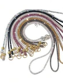 1条奢华水钻手机挂绳，长款，斜挎式，女士款，高端全水钻挂链，新款精致闪亮水钻腕链，高级感应包链，百搭网红挂饰，相机防丢绳 - 彩色 - 查看 1