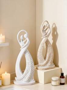 Escultura de pareja de resina elegante para decoración del hogar, estatua de amantes abstracta moderna con textura exquisita, ornamento romántico perfecto para el tocador del dormitorio, el mostrador del baño, el estante de la sala de estar, la figurita artística agrega una atmósfera cálida e íntima a los espacios de regalo de inauguración de la casa y boda - A - Ver 5