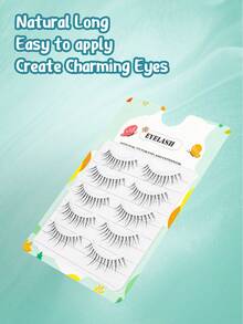 5 Pairs Transparent Stem False Eyelashes, Natural Thin & Long Fake Lashes - Black - View 5