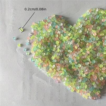 1005pcs/Set 3-5mm Glow-In-The-Dark Sand, Suitable For Gardening And Aquascape, Luminous Stones For Vases, Mini Glowing Resin Stones, Glow-In-The-Dark Resin Rocks, Applicable For Garden Decor, Miniature Landscape, Bonsai Decoration, Pathways And Aquariums