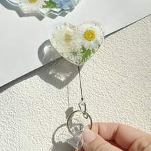 Heart-Shaped Dried Flower Retractable ID Badge Clip, Alligator Clip Swivel Clasp For Doctors & Nurses - Putih - View 13