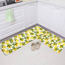 1/2/3pcs Lemon Fruit Print Flannel Kitchen Rug Set, Washable Area Rug Rugs For Livingroom Alfombra Para Habitación Living Room Rug Carpets For Bedroom Dining Bathroom Entryway Carpet - Multicolor - View 4