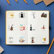 61张小提琴贴纸，可用于剪贴簿、日记本、笔记本电脑、保险杠、滑板、水瓶、收藏品、笔筒、笔记本、电脑、手机等，为您的生活增添许多乐趣，是送给成年人的完美礼物。 - 查看 9