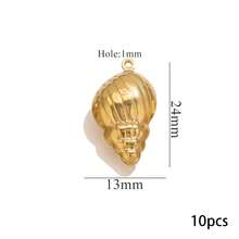 Bộ 10 mặt dây chuyền hình động vật và đại dương bằng thép không gỉ 304 mạ vàng 18K, gồm sao biển/vỏ sò/rùa/voi/cú, dùng để tự làm vòng cổ, vòng tay và trang sức. Không gây dị ứng và chống gỉ. - mặt dây chuyền - Xem 10