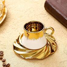 Set Cangkir dan Piring Kopi Espresso Keramik, Cocok untuk Minum Espresso atau Kopi Turki, Peralatan Makan, Ramadan Eid Mubarak - Gaya A - View 5