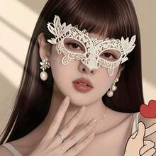 White Mask - Decorative Mask - Party Ball Pure Look Veil - Facial Decorative Eye Mask - Hand-Woven, Soft And Comfortable - trắng - Xem 6