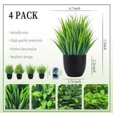 Fake Plants 4 Packs Artificial Plants Small Faux Plants Black Bathroom Accessories For Halloween Bathroom Home Kitchen Coffee Table Office Desk Decor Indoor - màu xanh lá - Xem 4