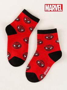 Marvel 5双装儿童短袜，官方授权超级英雄印花男童袜 - 彩色 - 查看 6