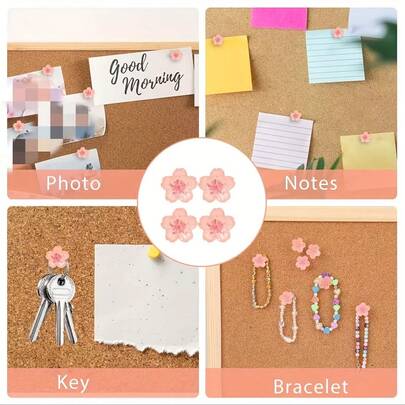 10pcs/20pcs Pink Sakura Flower Pushpins - Decorative ABS Resin Thumb Tacks For Photos, Postcards & Notes, Message, Paper