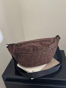 Fashionable Printed Women's Chest Bag, New Leopard Print Waist Bag, Large Capacity Commuter Crossbody Bag - Coffee - View 7