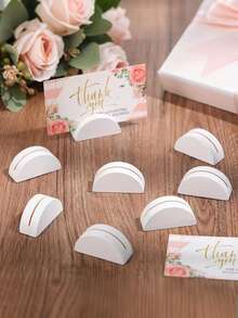 5pcs Wooden Table Number Holders, Semi-Circle Wooden Table Card Stands, Suitable For Weddings, Restaurants, Banquets, Birthday Parties, Reusable As Photo Frames Or Menu Holders - Multicolor - View 8