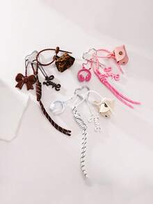 Yogodlns Model la modă, breloc pentru geantă, cu accesorii decorative pentru geantă mică, accesorii cadou, decor pentru geantă pentru căști, pentru fete adolescente, femei, studenți, accesorii cu papion, breloc, farmece, accesorii pentru geantă de profesori, cadouri - Multicolor - Vizualizare 7