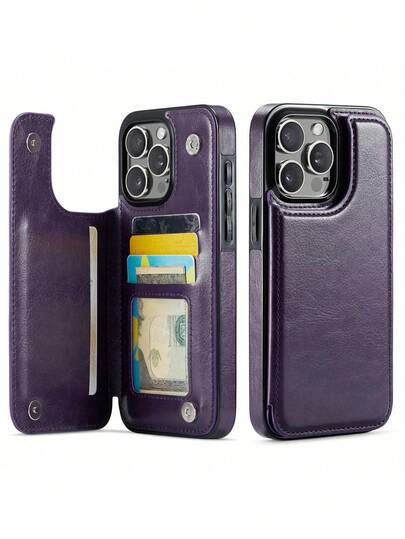 Wefor Tương thích với iPhone Air 17 16 15 14 13 12 11 Pro Max, 7/8/SE2/SE3, 16/15/14 Plus. Ốp lưng ví có ngăn đựng thẻ, chất liệu da PU, chân đế, khe đựng thẻ, khóa từ kép và khả năng chống sốc bền bỉ, màu tím đậm.