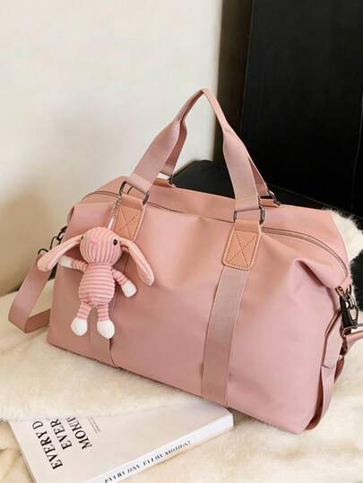 Bolso de viaje de fin de semana, bolso de viaje de gran capacidad, bolso de gimnasio / yoga, bolso de mano para llevar seco/húmedo, bolso de ocio multifuncional de gran capacidad con diseño de colgante animal, adecuado para negocios, vacaciones, actividades al aire libre, esquí, deportes, escuela. Organizador de viajes esenciales, vacaciones de verano en la playa. Bolso de viaje para equipaje, bolso de noche, bolso de gimnasio, bolso de fin de semana, bolsa de lona, bolso de universidad, bolsas de equipaje, bolso de hospital, color rosa, invierno