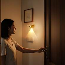 Modern LED Magnetic Sensor Wall Light, Wireless LED Motion Sensor Wall Lamp, Dimmable Wall Mounted Decorative Light, Wireless Sensor Night Light, LED Wireless Bedroom Bedside Lamp, For Corridor, Bathroom, Bedroom, Kitchen, Cabinet, Stairs, Entrance, Table, Wardrobe, Home Decor, Living Room Decor - Multicolor - View 10