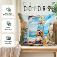 4pcs Beach & Seascape Printed Velvet Pillow Covers, 100% Polyester, Living Room Sofa Bedroom Decor, No Pillow Insert, 40x40cm/45x45cm/50x50cm - Beach and Seascape Theme - View 4