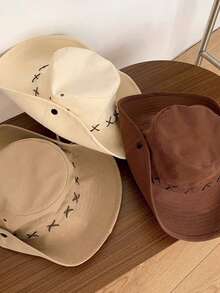 1 Sombrero de vaquero occidental de moda para hombres, sombrero de sol para exteriores, gran circunferencia de cabeza, sombrero de sol con ala grande plegable, adecuado para senderismo al aire libre, turismo, escalada de montaña, pesca, senderismo, verano, vacaciones - multicolor - Ver 4