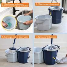 Casabella Clean Water Spin Mop With Extra Refill: Portable Microfiber Floor Cleaning Tool For Multi-Surface Use - 1 - View 9