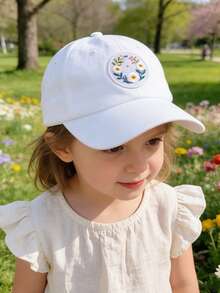 Mũ lưỡi trai trẻ em thêu hoa hướng dương, có thể điều chỉnh kích cỡ, phù hợp cho đi biển và trang phục thường ngày. - 1PC - Xem 3