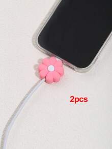 适用于苹果和安卓数据线的保护套，可爱花朵造型充电线保护套，防尘防断卡通数据线充电线保护套 - 彩色 - 查看 13