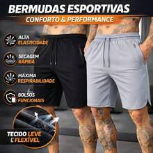 Men's Bermuda Shorts With Zipper, Gym, Sports, Beach, Breathable & Lightweight Polyamide - 深灰色 - 查看 3