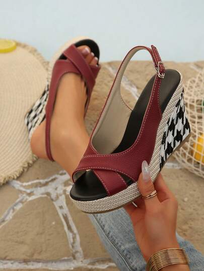 Women's Thick Sole High Heel Sandals, New Summer Open Toe Roman Style Wedge Heel Waterproof Platform Shoes
