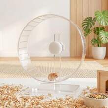 Ruexue - Rueda silenciosa de 11 pulgadas rueda grande transparente con soporte ajustable resistente rueda giratoria silenciosa para hámsters sirios jerbos erizos animales pequeños - como en la foto - Ver 8