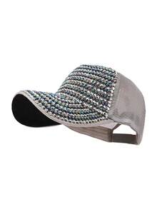 1pc Women's Adjustable Rhinestone Baseball Cap, Fashionable Versatile Peaked Hat For Couple - Baseball Cap - View 15
