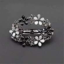 1pc Retro Spring Clip Hollow Alloy Hair Clip, Oval Luxury Rhinestone Hair Accessory - Multicolor - View 5