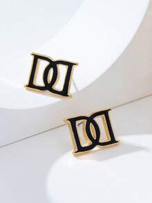 一对欧美几何水滴字母耳环 - 彩色 - 查看 2