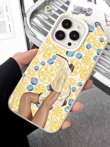 1 pieza Funda de teléfono suave con patrón de limón y arándano, resistente a arañazos y huellas dactilares, compatible con iPhone 17/16/16Pro/16Plus/15/15ProMax/15Pro/11/12/13/14ProMax/11Pro/11ProMax/12Pro/12ProMax/13Pro/13ProMax/14Pro/14ProMax - Multicolor - Ver 1