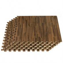 Floor 3/8 Inch Thick Printed Foam Tiles Premium  Grain Interlocking Foam Floor Mats Anti-Fatigue Flooring Stylish Flooring Solution - Walnut - View 1