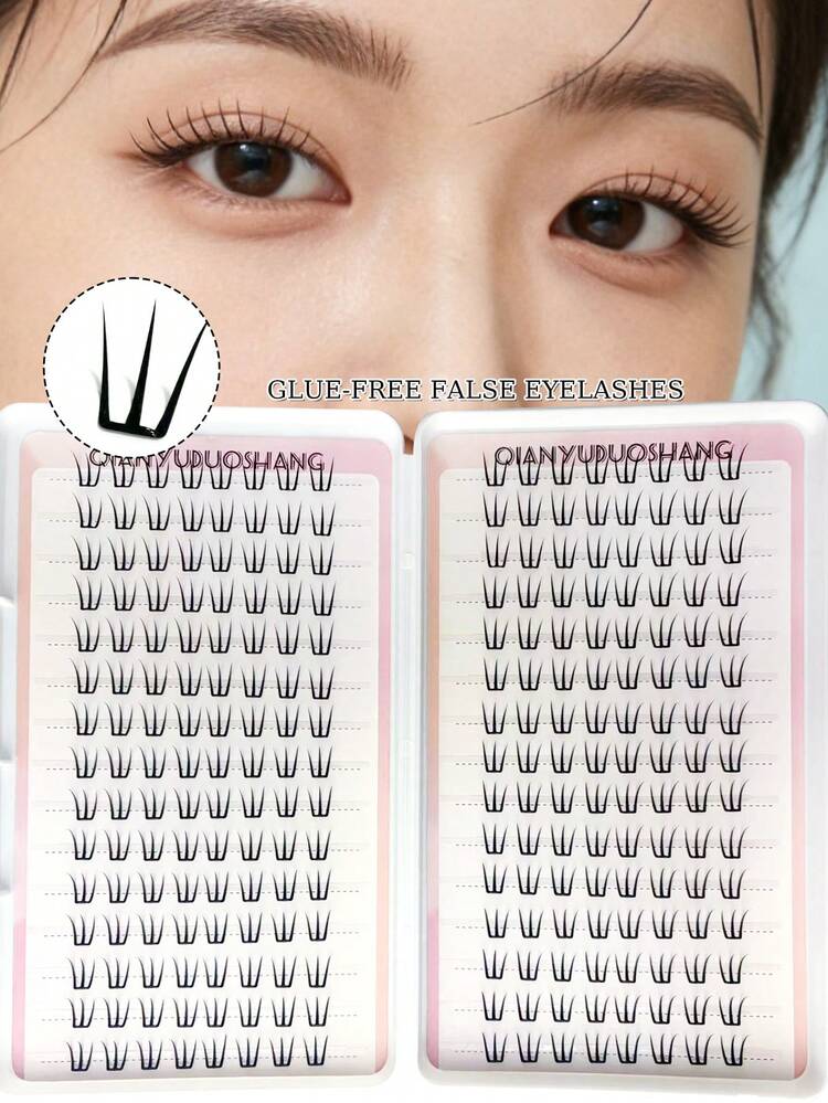 免胶假睫毛 - 超薄自粘C型卷翘假睫毛，无需胶水，自然逼真，适合日常及特殊场合，新手DIY即可轻松上手，不伤眼皮，持久舒适，适合派对、摄影、舞台等场合 - 易于佩戴，质地柔软。 - C - 查看 9