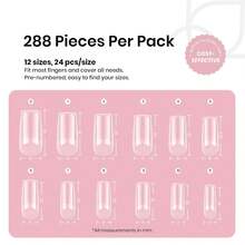 Beetles Soft Gel Nail Tips Short Almond 288pcs In 12 Sizes, Etch-X Pre-Etched Full Cover Acrylic Fake Nails Art - Bộ móng tay vuông cỡ trung bình 288 chiếc (móng tay khắc hình chữ X) - Xem 3