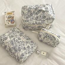 Tea Break Jungle Series Cosmetic Bag, Convenient Hand-Held Large Capacity Makeup Bag For Daily Use, Home, Travel - Navy Blue - View 3