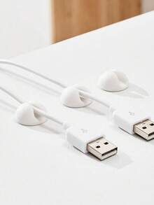 1/5/10pcs Solid Color Cable Organizer, Self-Adhesive Cable Clips, Stylish Plastic Cable Organizer - Suitable For Home, Office, Bedside, Car Charging Accessories, Easy To Install Wall-Mounted Storage Devices, Desktop Cable Management System, Cable Fixers, Storage Supplies, Adhesive Hooks, Multi-Function Hooks, Suitable For Office Use - Round - View 9