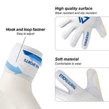 高性能专业足球守门员手套，防滑耐用乳胶材质，卓越的全能型足球守门员手套 - 彩色 - 查看 3