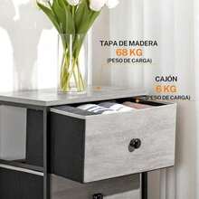 HOMELYA Comoda Cajonera para Recamara - 5 Cajones De Tela con Parte erior de Madera Marco De Acero Plegable - Tu Mueble Organizador con cajonera para Ropa para ordenar Tus Espacios - Gris Claro - Gris Claro - Ver 4