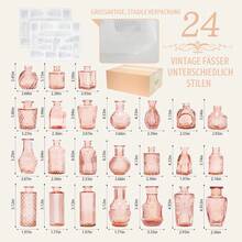 24 Knospe Vase Glas Set als Hochzeit Mittelstücke für Tische, klare Vintage Vasen für Blumen, kleine Blumenvasen geeignet für tischdeko Geburtstag Party, Hochzeit,-Dusche (24, Gold) JDME - Rosa - Übersicht 2