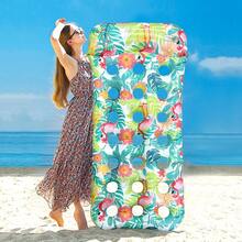 1个充气叶子火烈鸟漂浮躺椅，PVC材质中空水上漂浮椅，适合夏季沙滩、泳池派对和水上娱乐活动 - 洞洞樹葉火烈鳥浮排 - 查看 5