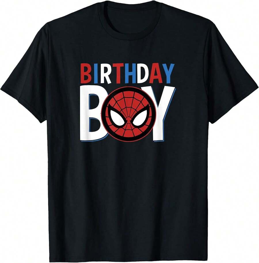 Avengers Classic SPIDER-MANS Birthday Boy T-Shirt Men Clothes,Funny T Shirts,Jersey Shirts,Graphic Tee,Tops For Women,,Summer Tops,Tops For Going Out,Black Tops,Girls Clothes,Boys Clothes,Summer Holiday Outfits,Holiday Outfits For Women - Black - View 1