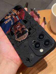 黑色守门员足球运动员图案 TPU 防震全包保护手机壳，兼容苹果 11/12/13/14/15/16/17 Pro Max，适合作为生日礼物送给情侣、女儿、男朋友、女朋友、青少年和女孩。 - 黑色 - 查看 5