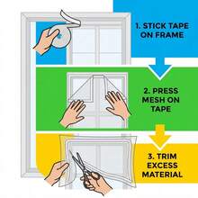 OBOVAY 1pc Self-Adhesive Anti-Mosquito Window Screen, Easy To Install, DIY Anti-Mosquito Net Curtain With Hook And Loop, Durable Mesh, Suitable For Home Insect Protection - Multiple Styles - View 8