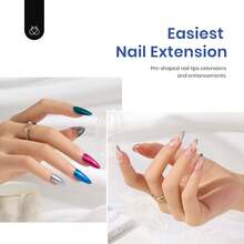 Beetles Gel Nail Kit Short Almond Gift Spree Easy DIY Extension Set Gift For Women - Almond Medium 500pcs (Clear Kit) - View 3