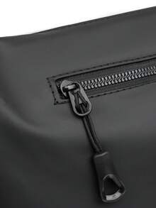 Cdie Kdbl 'Textured Waterproof Fabric Men's Crossbody Bag, Simple, Commuting, Sports, Casual Shoulder Bag, Dumpling Bag, Large Capacity Crescent Bag, Unisex Bag, Campus Student Bag' - Black - View 8