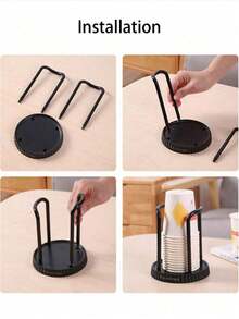 2pcs Simple Paper Cup Holder Household Disposable Cup Organizer Multi-Functional Desktop Coffee & Tea Cup Storage Rack, Cup Dispenser - Multicolor - View 5