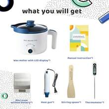 Kit de olla de fusión de cera con derretidor eléctrico de cera kit de suministros para hacer velas profesional con báscula digital sin batería pistola de calor termómetro para adultos - Blanco - Ver 2
