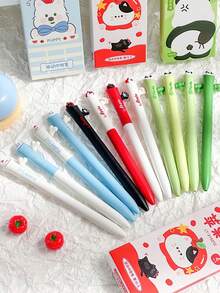 4pcs Cute Cartoon Animal Hide And Seek Retractable Gel Pen Set, ST Nib, 0.5mm Black Ink, Replaceable Refills Design, Quick Dry Smooth Writing For Children As A Gift, Practicing Handwriting - Multicolor - View 1