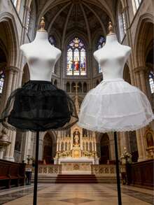 2个钢圈白色衬裙婚纱礼服内衬裙松紧腰带抽绳A字裙 - 彩色 - 查看 2